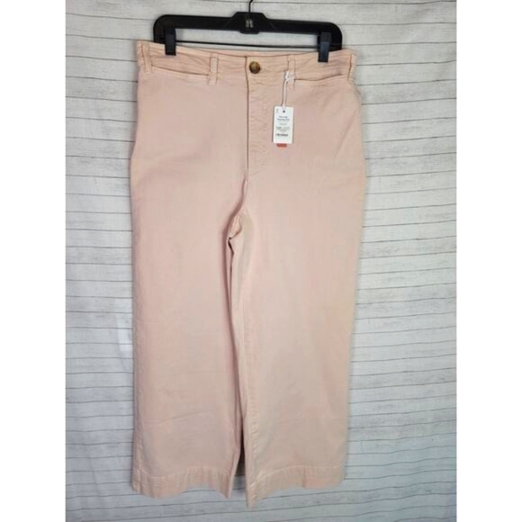 MARINE LAYER BRIDGET SLIM WIDE LEG CROP PANTS IN PEACH WHIP, SZ 14 - Picture 1 of 16